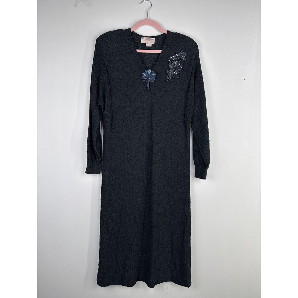 Vintage French Rags Beaded Appliqué Midi Sweater Dress Sz.1